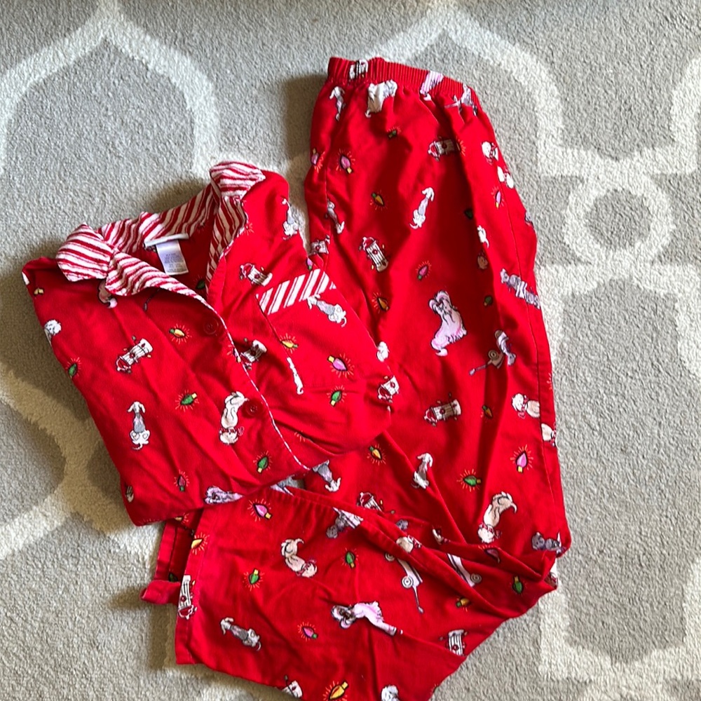 Christmas PJs red flannel pajamas L
